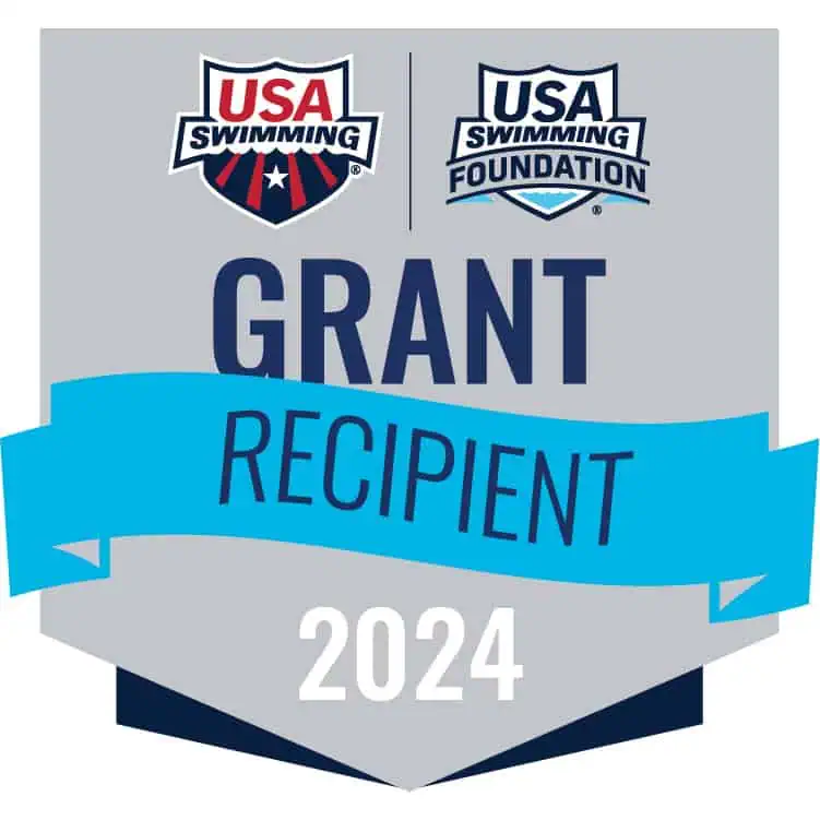 A seal with with the USA Swimming and USA Swimming Foundation logos, with "Grant Recipient 2024"